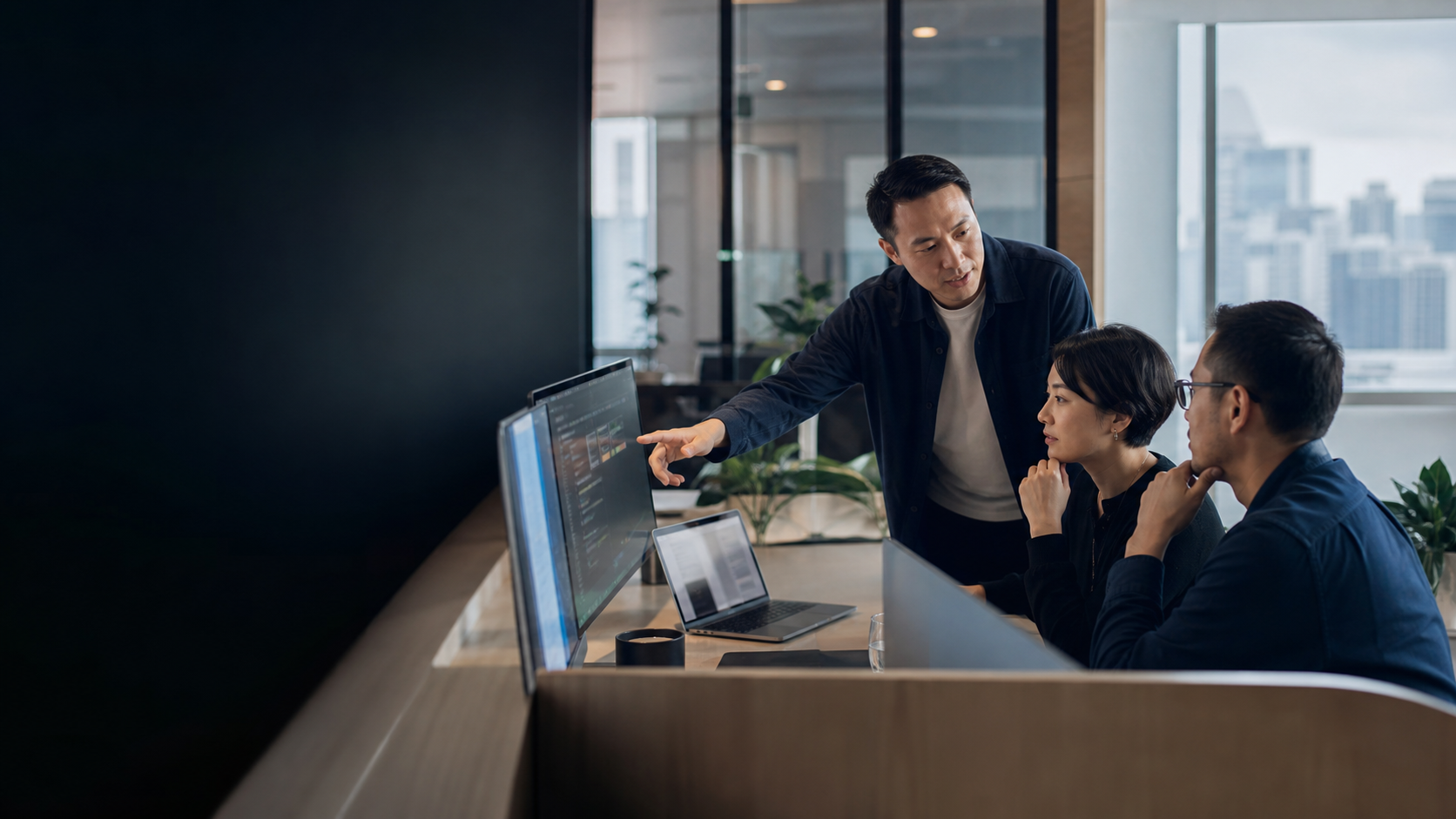 A software engineering team collaborating in a Singapore office